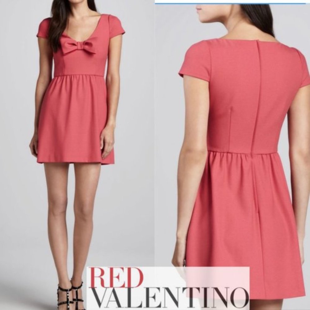 RED Valentino Bow Front Cap Sleeve Dress, Begonia